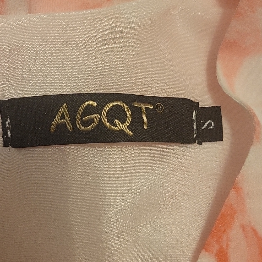 AGQT Flirty Coral Pink Watercolor Ruffle Mini Skater Dress Small - Picture 9 of 9